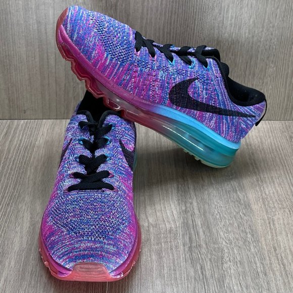 Nike Sneakers Women's Size 7 Flyknit Air Max Athletic Running Ombre Purple Pink - Picture 5 of 10